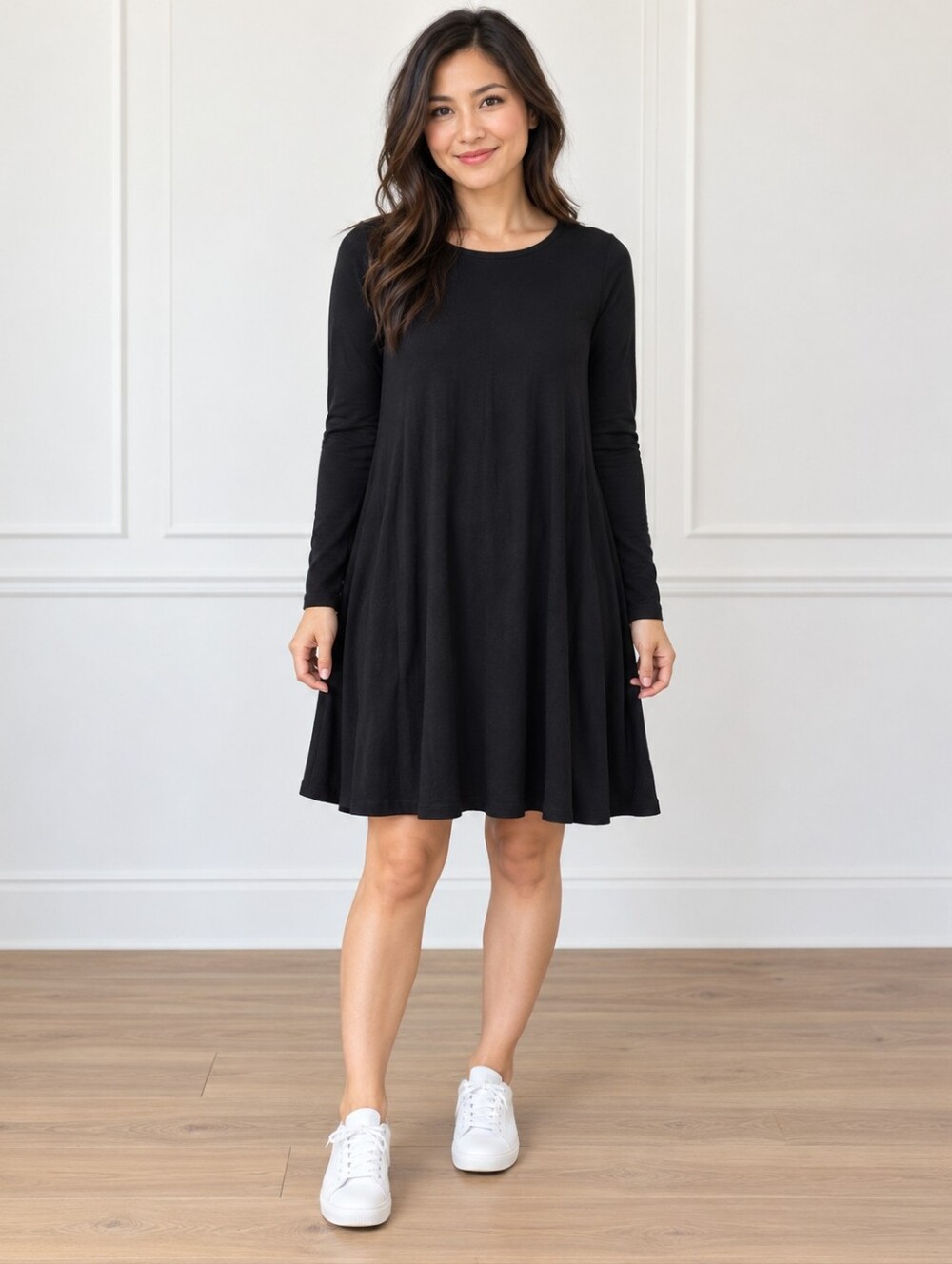 Old Navy Black Long Sleeve Swing Dress XS